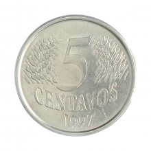Moeda V-445 5 Centavos 1997 MBC Batida Dupla 