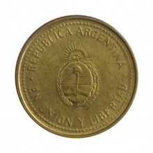 Km#107a 10 Centavos 2008 MBC Argentina América Magnético Aço com revestimento de latão 18.2(mm) 2.2(gr)