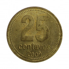Km#110.1 25 Centavos 2009 MBC Argentina América Bronze Alumínio 24.2(mm) 5.4(gr)