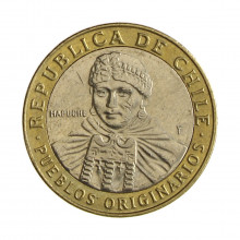 Km#236 100 Pesos  2014 So MBC  Chile  América  Bimetálico  23.5(mm) 7.58(gr)