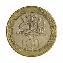 Km#236 100 Pesos  2012 So MBC  Chile  América  Bimetálico  23.5(mm) 7.58(gr)