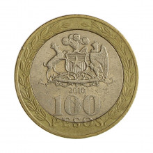 Km#236 100 Pesos  2010 So MBC  Chile  América  Bimetálico  23.5(mm) 7.58(gr)
