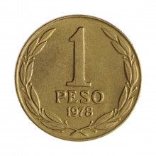 Km#208a 1 Peso  1978 SO MBC+ Chile  América  Bronze alumínio 24(mm) 5(gr)