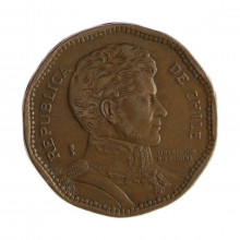 Km#219.2 50 Pesos  1997 SO MBC Chile  América  Cobre-alumínio-níquel 25(mm) 7(gr)