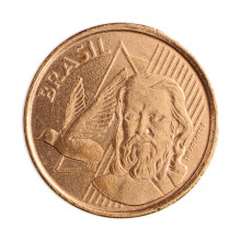Moeda V-474 5 Centavos 2008 MBC+ Data Difícil Aço Revestido de Cobre Ø22mm 4,1gr.*