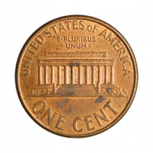 Moeda Km#201b 1 Cent 2004 MBC Estados Unidos América  Lincoln Memorial Zinco com Revestimento de Cobre Ø19,05mm 2,5gr.