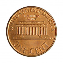 Moeda Km#201b 1 Cent 2003 MBC+ Estados Unidos América  Lincoln Memorial Zinco com Revestimento de Cobre Ø19,05mm 2,5gr.