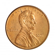 Moeda Km#201b 1 Cent 2005 MBC+ Estados Unidos América  Lincoln Memorial Zinco com Revestimento de Cobre Ø19,05mm 2,5gr.