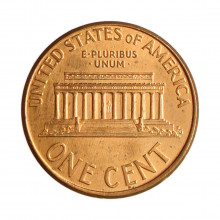 Moeda Km#201b 1 Cent 2005 MBC+ Estados Unidos América  Lincoln Memorial Zinco com Revestimento de Cobre Ø19,05mm 2,5gr.