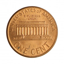 Moeda Km#201b 1 Cent 2004 MBC+ Estados Unidos América  Lincoln Memorial Zinco com Revestimento de Cobre Ø19,05mm 2,5gr.