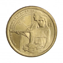 Moeda Km#575 1 Dolar 2014 P SOB USA Native Expedição Lewis e Clark Cobre Revestido de Latão Manganês