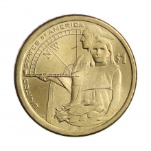 Moeda Km#575 1 Dolar 2014 P SOB USA Native Expedição Lewis e Clark Cobre Revestido de Latão Manganês
