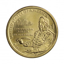 Moeda Km#767 1 Dolar 2022 D FC USA Native Ely Samuel Parker Cobre Revestido de Latão Manganês Ø26,5mm