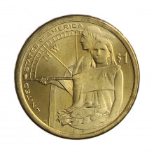 Moeda Km#575 1 Dolar 2014 P FC USA Native Expedição Lewis e Clark Cobre Revestido de Latão Manganês Ø