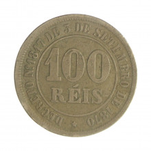 Moeda V-013 100 Réis 1883 MBC  Cupro Níquel Ø27mm 10gr.