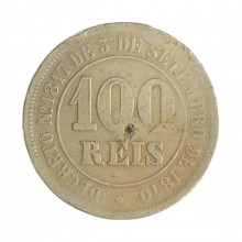 Moeda V-012A 100 Réis 1882 BC  Cupro Níquel Ø27mm 10gr.