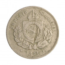 Moeda V-016 200 Réis 1871 BC  Cupro Níquel Ø32mm 15gr.