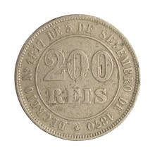 Moeda V-016 200 Réis 1871 BC  Cupro Níquel Ø32mm 15gr.