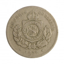 Moeda V-016 200 Réis 1871 BC/MBC  Cupro Níquel Ø32mm 15gr.