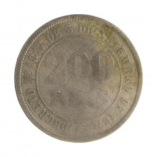 Moeda V-020 200 Réis 1877 BC  Cupro Níquel Ø32mm 15gr.