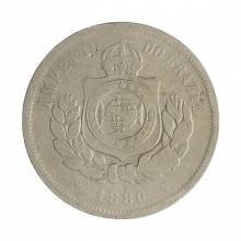 Moeda V-022 200 Réis 1880 BC/MBC  Cupro Níquel Ø32mm 15gr.