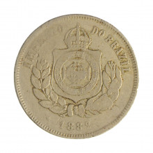 Moeda V-023 200 Réis 1882 MBC C/ Marca de Verniz Cupro Níquel Ø32mm 15gr.