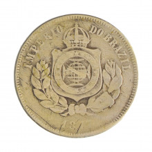 Moeda V-020 200 Réis 1877 BC C/ Marca de Verniz Cupro Níquel Ø32mm 15gr.