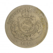 Moeda V-019 200 Réis 1876 BC/MBC Data Difícil Cupro Níquel Ø32mm 15gr.