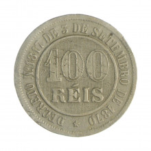 Moeda V-031A 100 Réis 1889 BC/MBC C/ Marca de Verniz Cupro Níquel Ø27mm 10gr.