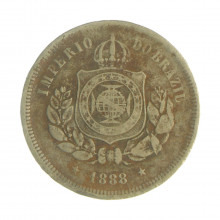 Moeda V-030 100 Réis 1888 BC/MBC  Cupro Níquel Ø27mm 10gr.