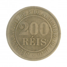 Moeda V-034 200 Réis 1888  MBC Cupro Níquel  Ø32mm 15gr.