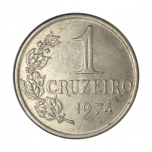Moeda V-319 1 Cruzeiro 1974 MBC+  Cupro Níquel Ø29mm 10,2gr.