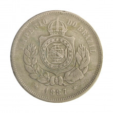 Moeda V-033 200 Réis 1887 MBC Cupro Níquel  Ø32mm 15gr.