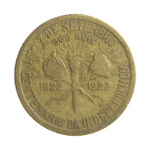 Moeda V-122 500 Réis 1922 MBC Centenário da Independência do Brasil 1822 - 1922 Bronze Alumínio Ø22,5mm 4gr.