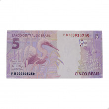 Cédula RL5.016 5 Reais FB 2018 SOB/FE - Henrique de C. Meirelles / Ilan Goldfajn