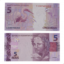 Cédula C-343 EA 5 Reais 2017 SOB/FE - Henrique de C. Meirelles / Ilan Goldfajn