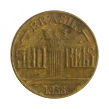Moeda V-155 500 Réis 1938 MBC Feijó Bronze Alumínio Ø22,5mm 5gr.*