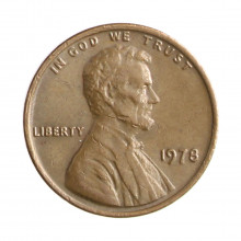Moeda KM#201 One Cent Lincoln Memorial 1978 MBC USA América Bronze Ø19mm 3,11gr.