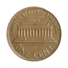 Moeda KM#201 One Cent Lincoln Memorial 1965 MBC USA América Bronze Ø19mm 3,11gr.
