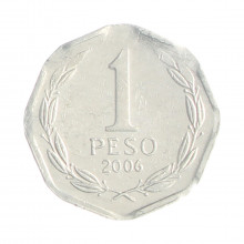 Moeda KM#231 1 Peso 2006 SO MBC Chile América Alumínio Ø16mm 0,7gr.