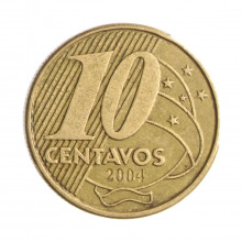 Moeda V-497 10 Centavos 2004 MBC Batida Dupla 