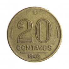 Moeda V-188 20 Centavos 1946 MBC Bronze Alumínio Ø19mm 4gr.