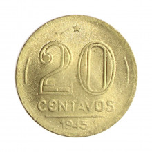 Moeda V-187a 20 Centavos 1945 SOB S/Sigla Bronze Alumínio Ø19mm 4gr.