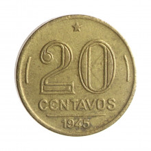 Moeda V-187a 20 Centavos 1945 MBC+ S/Sigla Bronze Alumínio Ø19mm 4gr.