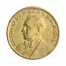 Moeda V-196 50 Centavos 1947 MBC C/Sinais de Limpeza Bronze Alumínio Ø21mm 5gr.