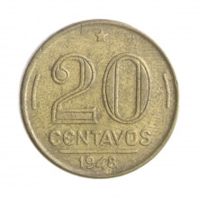 Moeda V-206 20 Centavos 1948 MBC Bronze Alumínio Ø19mm 4gr.