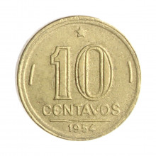 Moeda V-204 10 Centavos 1954 MBC+ Bronze Alumínio Ø17mm 3gr.