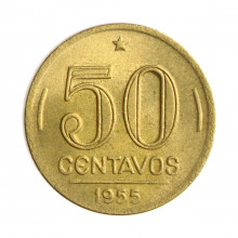 Moeda V-222 50 Centavos 1955 SOB Bronze Alumínio Ø21mm 5gr.