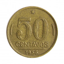 Moeda V-223 50 Centavos 1956 MBC Bronze Alumínio Ø21mm 5gr.