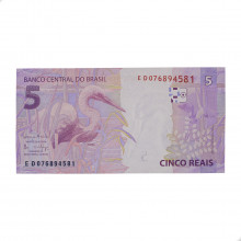 Cédula RL5.014 5 Reais ED 2017 FE - Henrique de C. Meirelles / Ilan Goldfajn